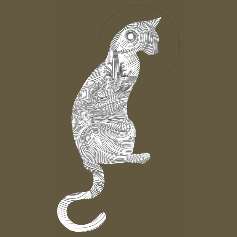 Abstract cat with spiral pattern