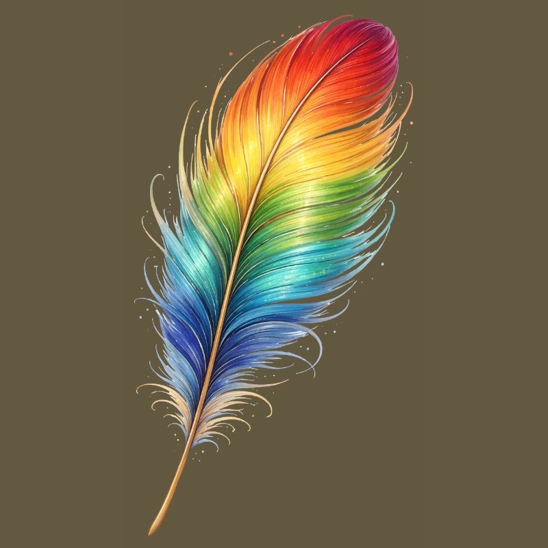 Colorful Feather Rainbow Boho Design