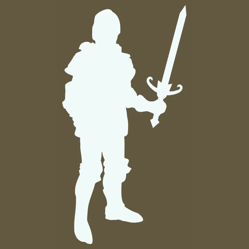 Silhouette de héros chevalier avec épée longue