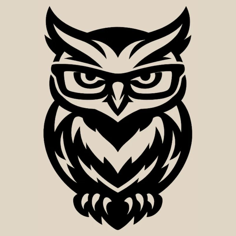 Eule mit Brille – lineare Grafiken
