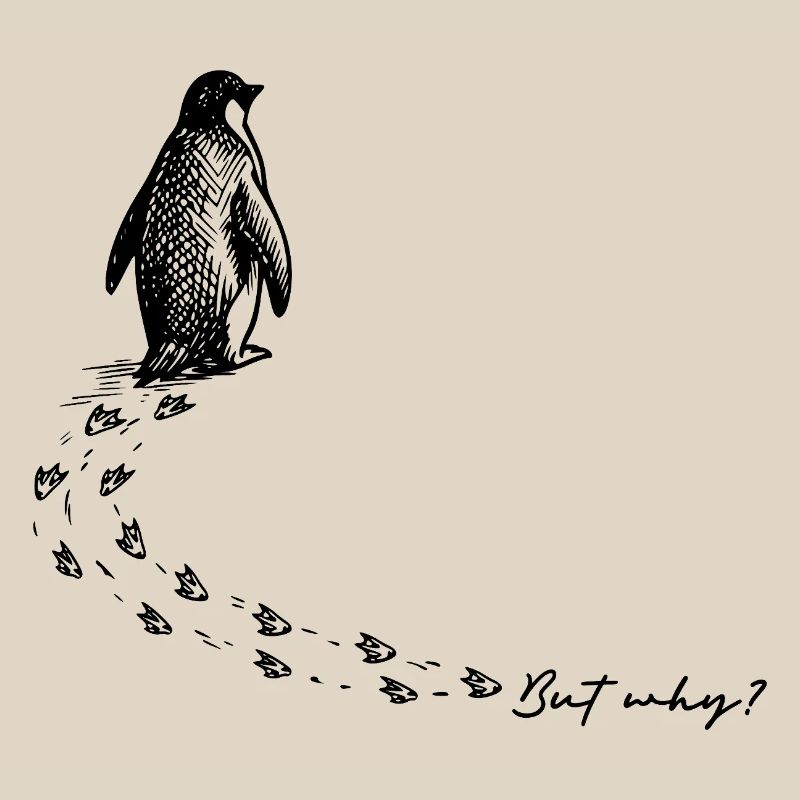 But why? Penguin Meme Footprints Doodle Doodle