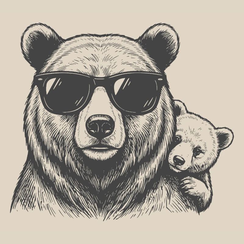 Le père de l’ours avec le bébé