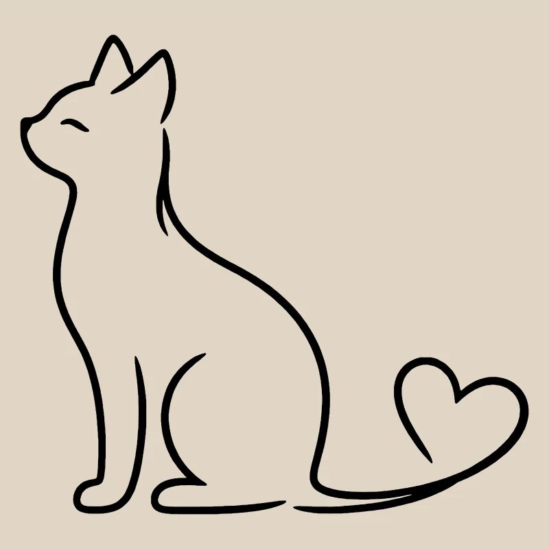 Chat élégant à queue de cœur | Ligne Minimal Love Ar