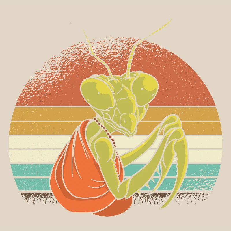 Mantis in retro sunset