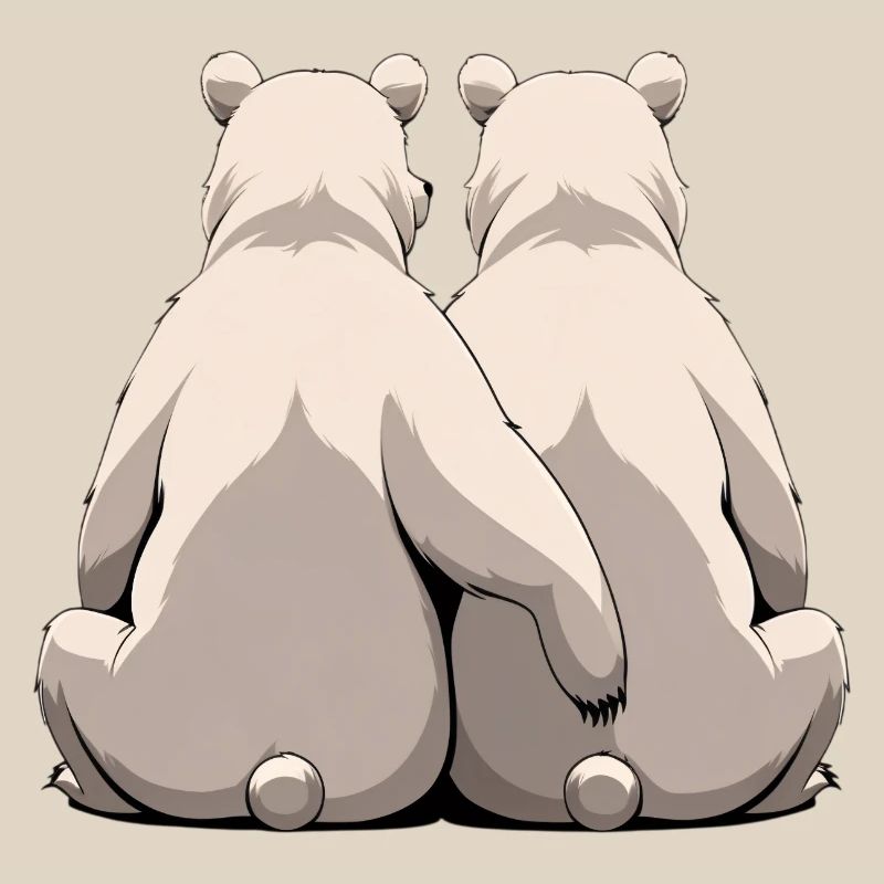 Two white bears back to back