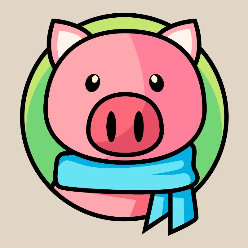 Cochon rose avec écharpe