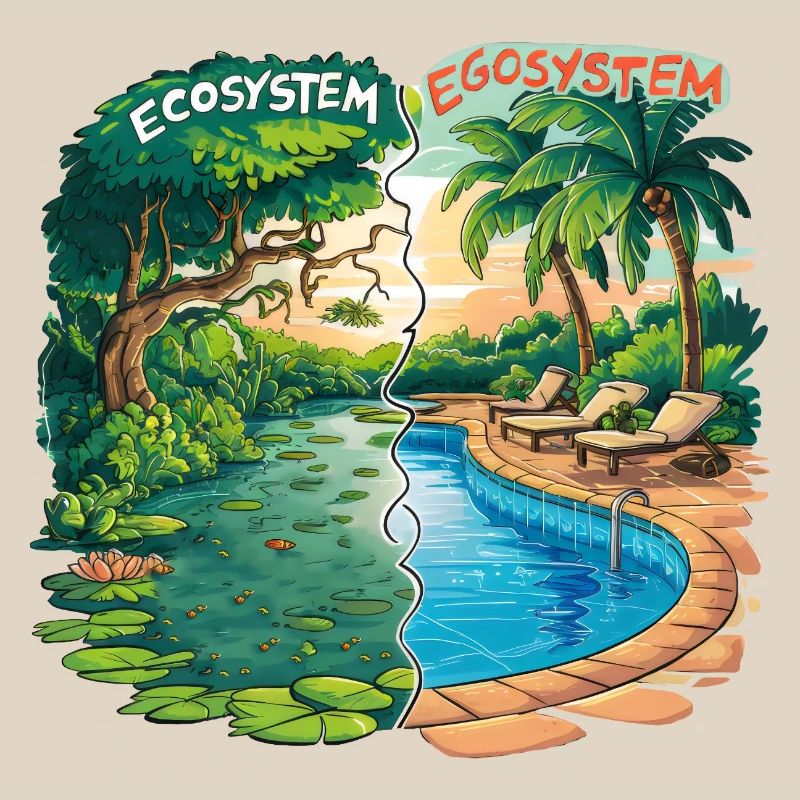 Ecosystem vs Egosystem Eco-Friendly Message