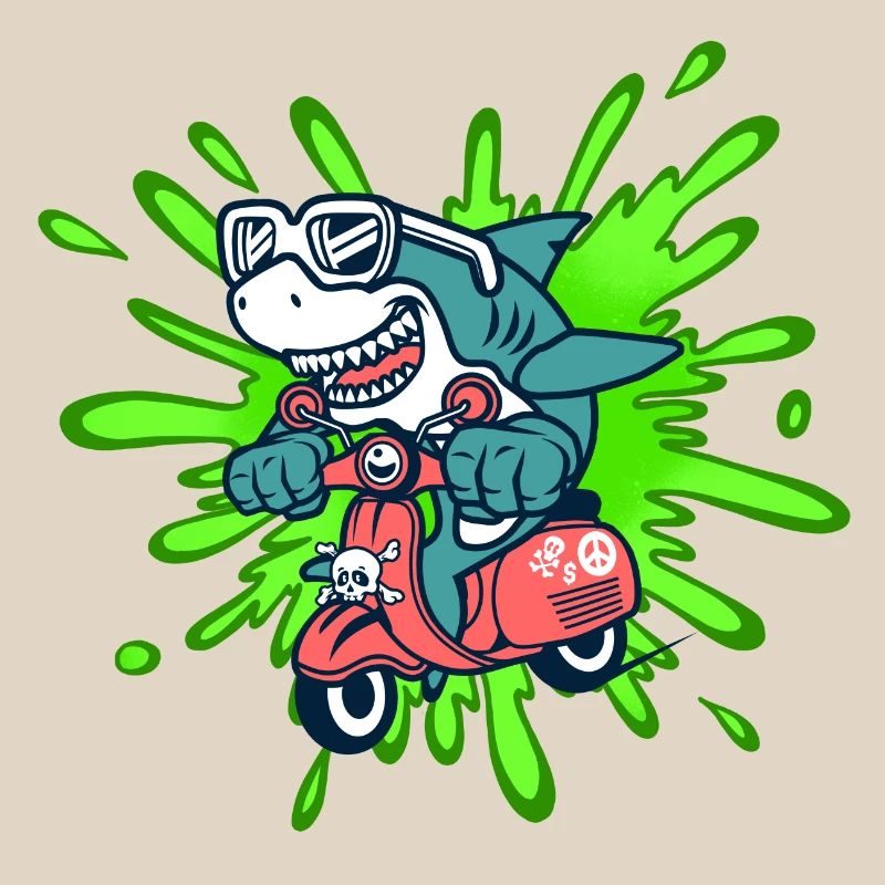 Shark Funny Vélomoteur Cyclomoteur Roller Comic