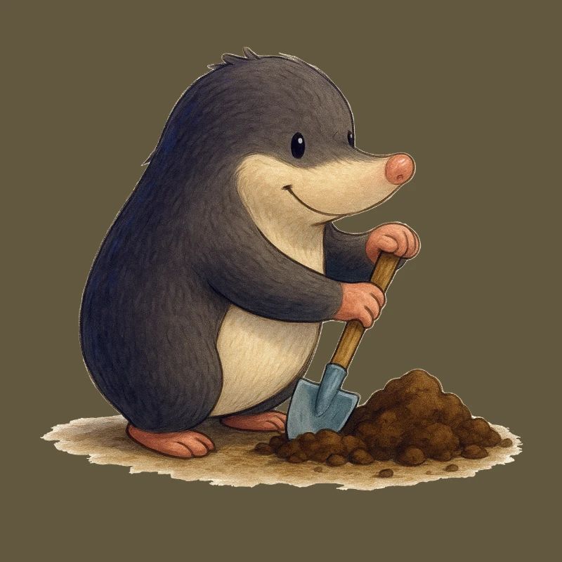 Industrious Mole with Shovel
