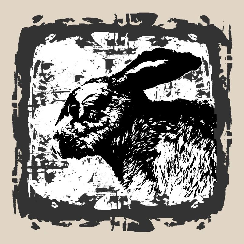 Black and White Rabbit Silhouette