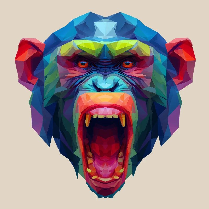 Colorful polygon monkey head