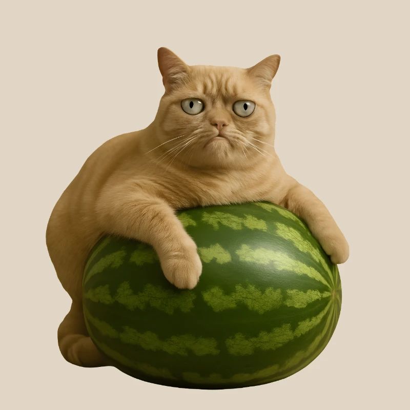 Chat sur pastèque - Mème drôle de chat