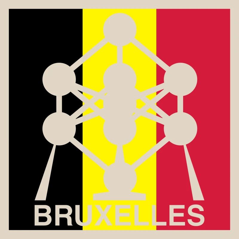 Atomium Brussels – Quadrat-Design mit belgischer Flagge