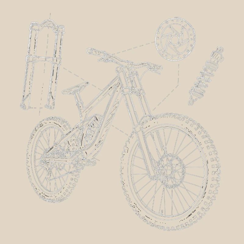 MTB Geometry Sketch: Downhill Exploded Drawing