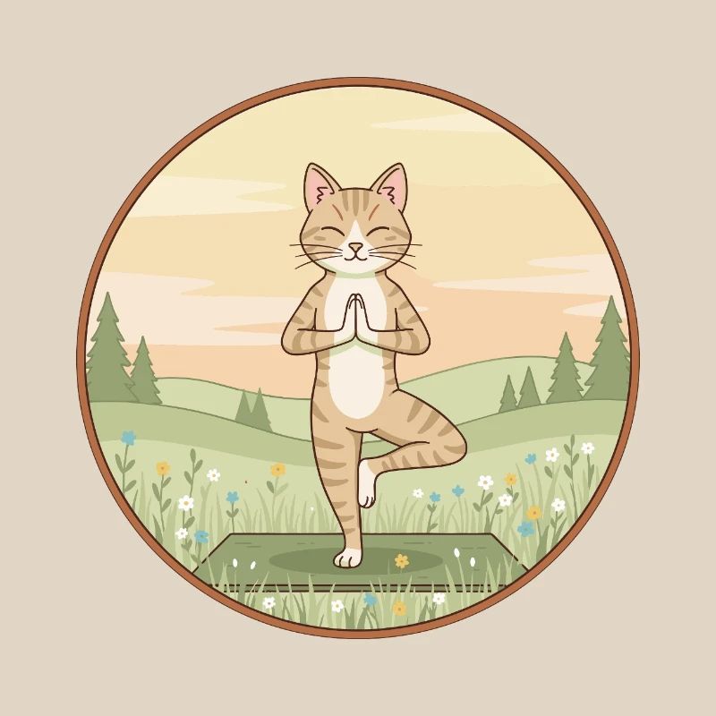Yoga Cat Kitten Doing Tree Pose Art
