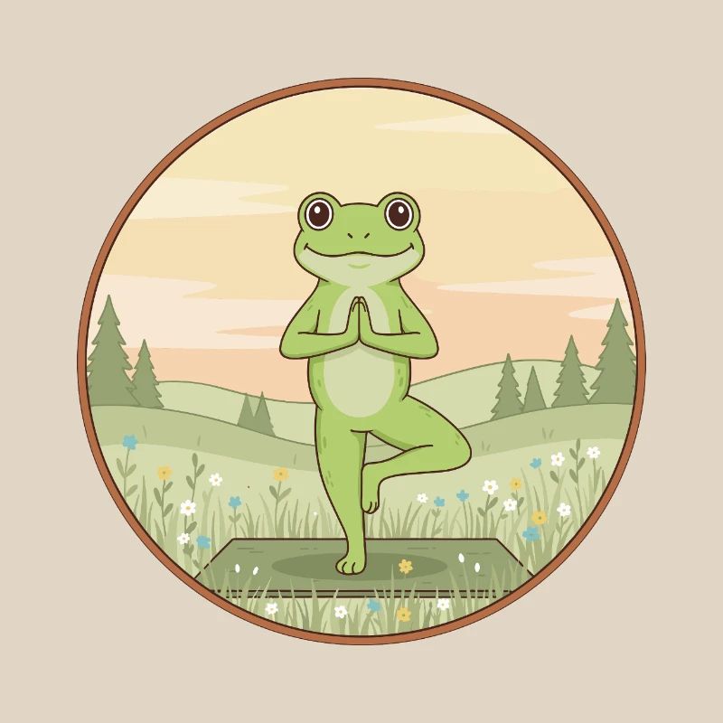 Yoga Frog Amphibian Doing Tree Pose