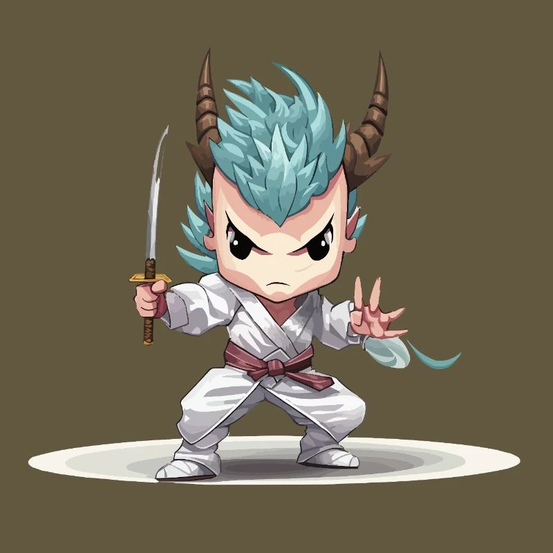 Chibi Warrior with Katana