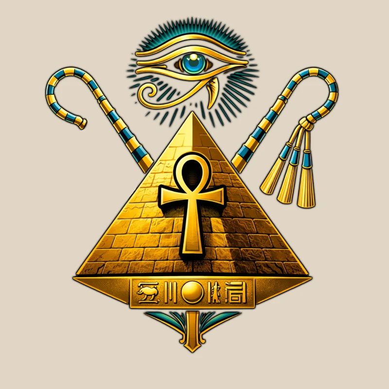 Pyramide Ankh et Œil d'Horus Doré