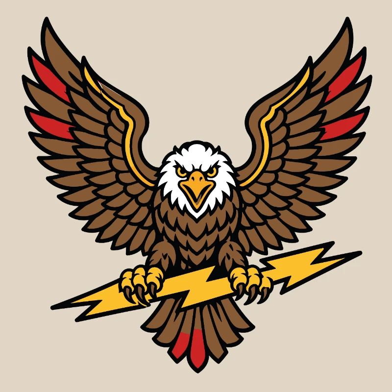 Old school tattoo style lightning eagle