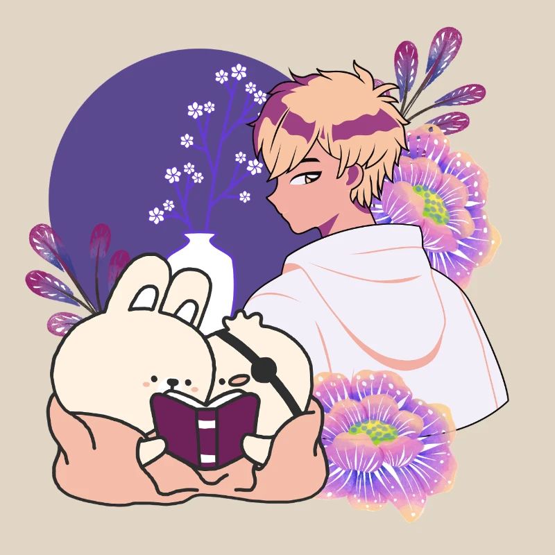 Anime Boy et Animaux avec un dessin cache-œil