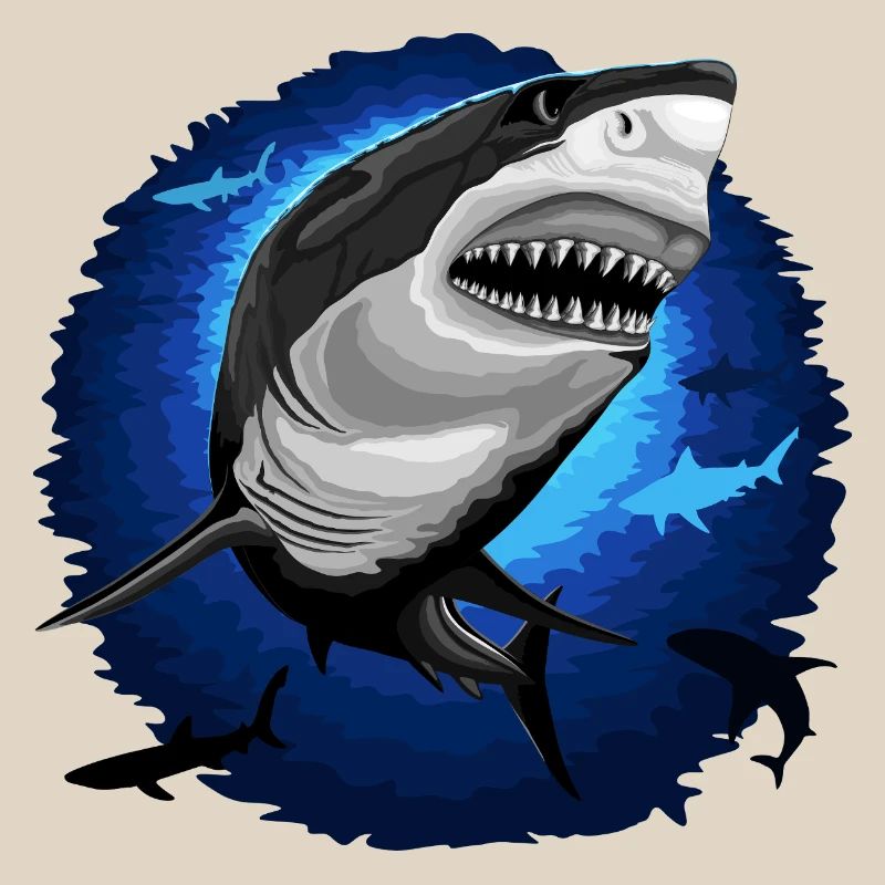 Shark Attack jaws on Deep Blue Ocean