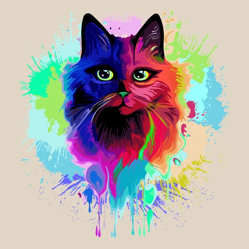 Cat Psychedelic Trippy Paint Splats