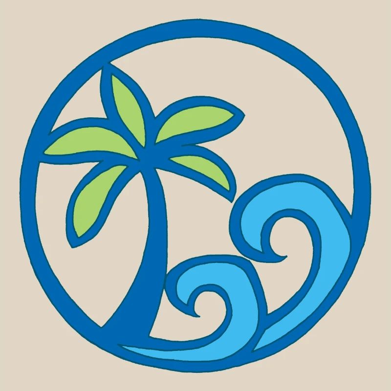 Waves and palm tree