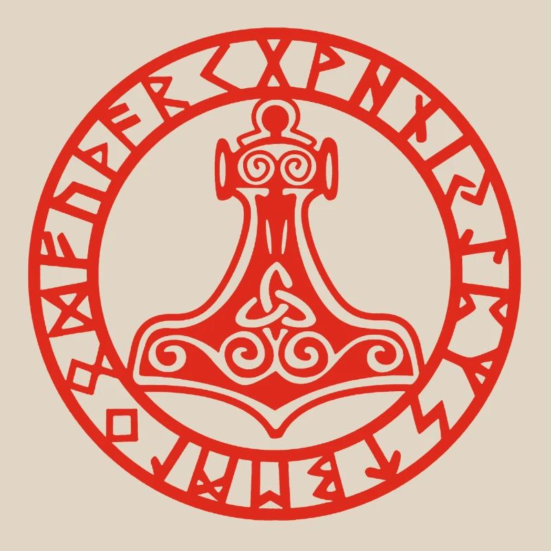 Red Viking hammer