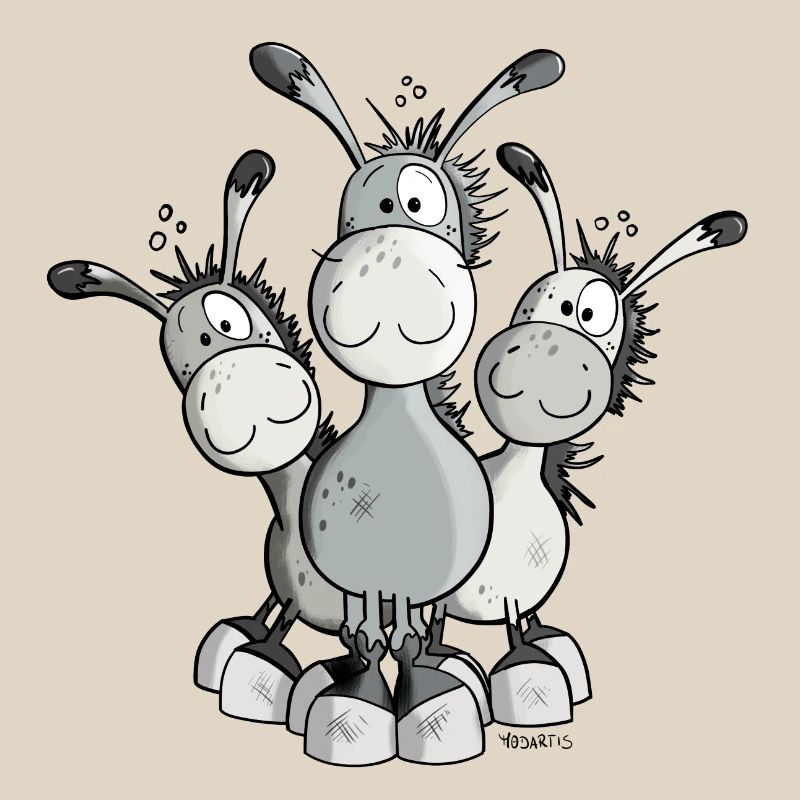 Three Cute Donkeys