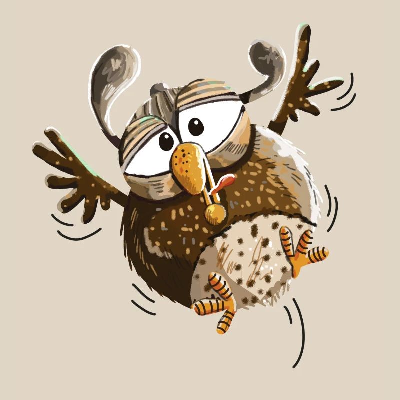 Flatternde Eule im Tiefflug - Eulen - Lustig