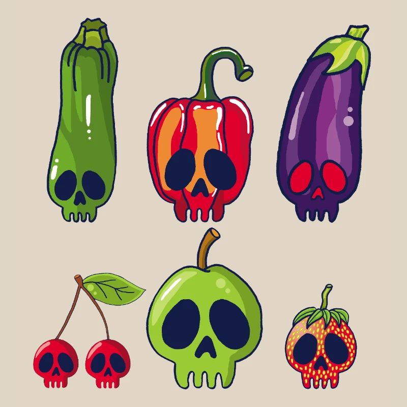 Fruit and vegetable skulls