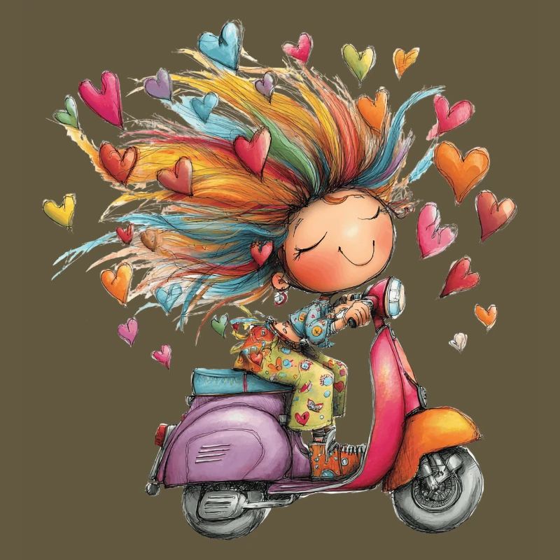 Rollerliebe - Mädchen auf Roller – bunter Sommer