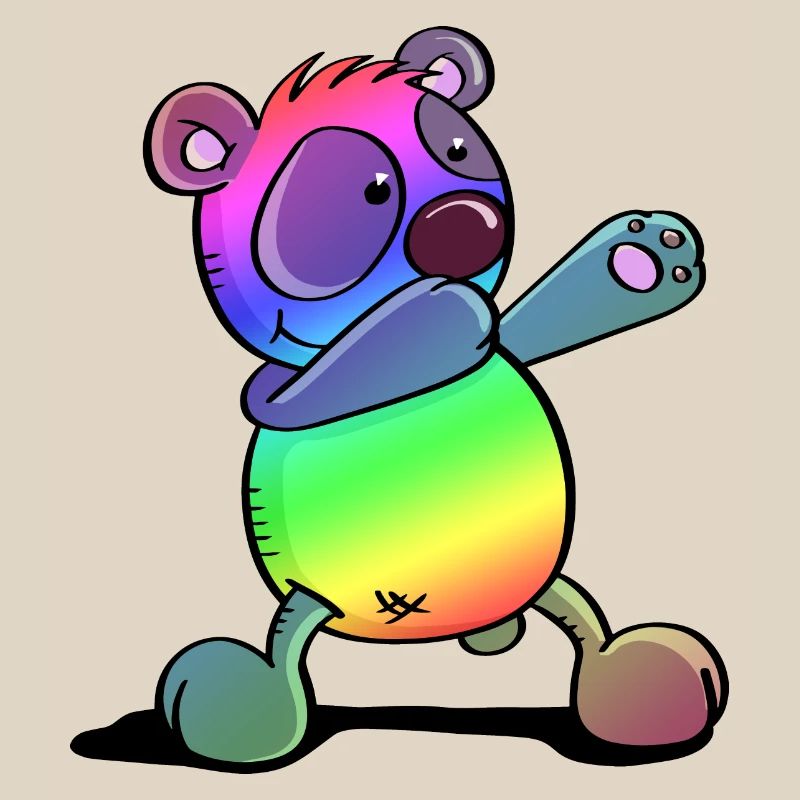 Panda coloré - Dab Dance - Tamponnage - Panda