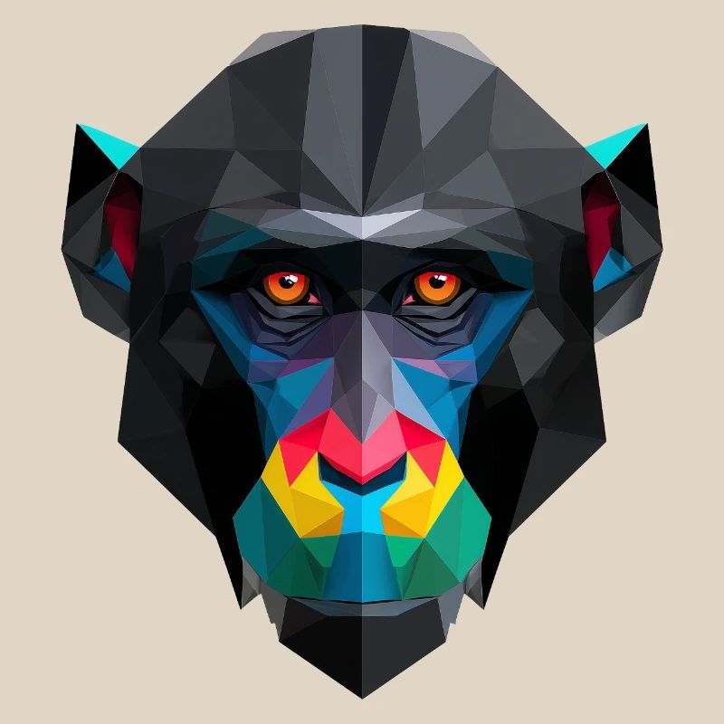 Portrait de singe en couleur low-poly
