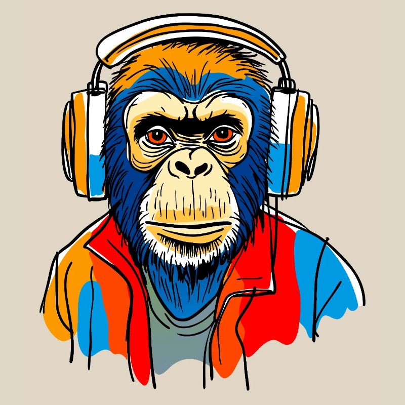 Singe avec casque