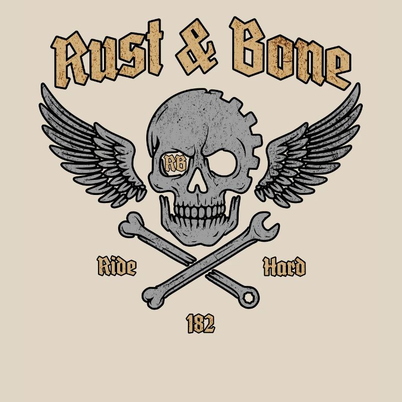 Rust Bone Motorrad Skull Wing Design