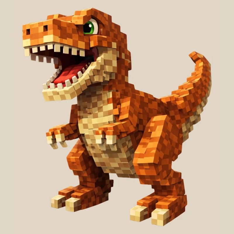Orange Pixel-T-Rex