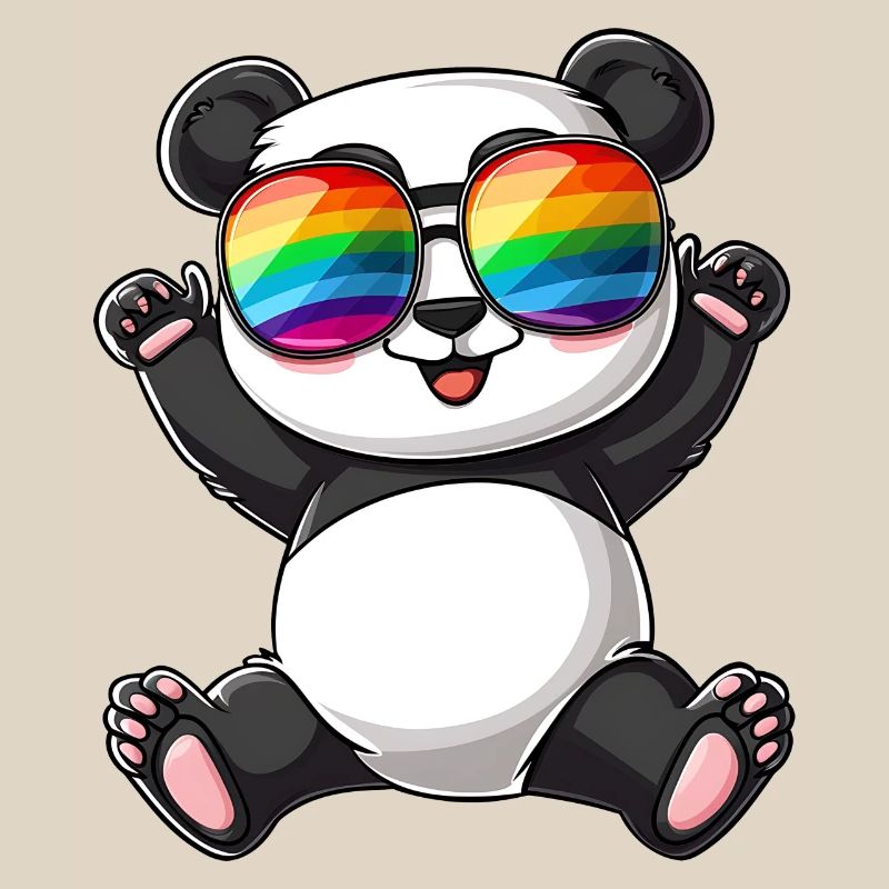 Panda Cartoon with a Pride Rainbow glasses.