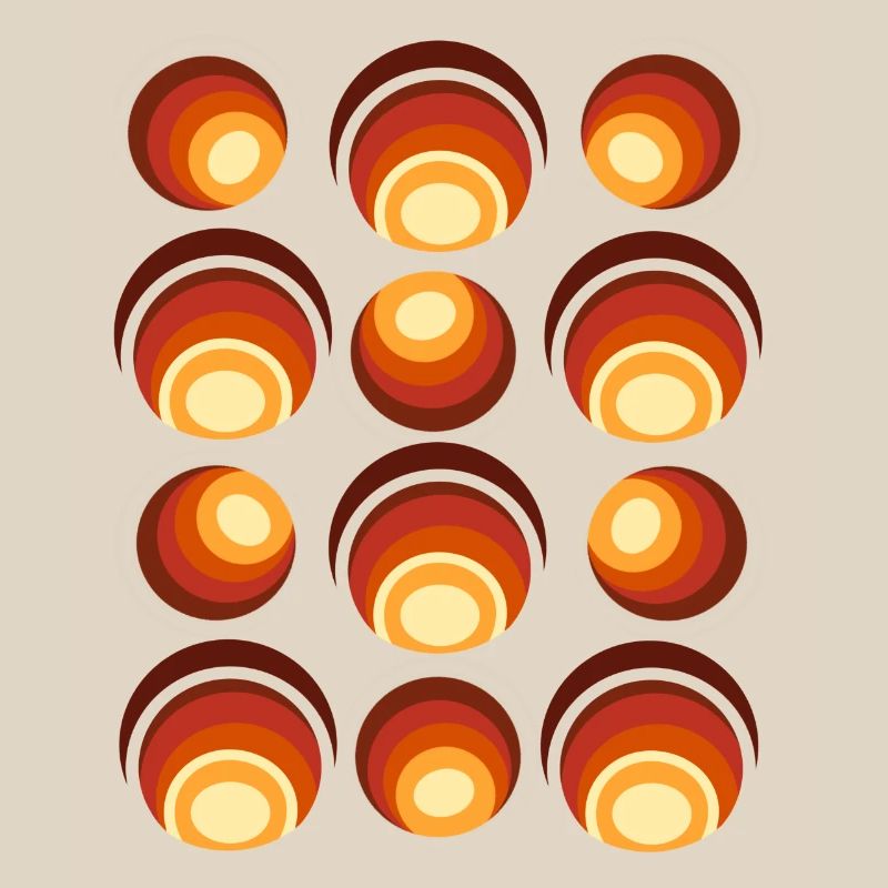 70s Retro Ball Pattern Orange Brown