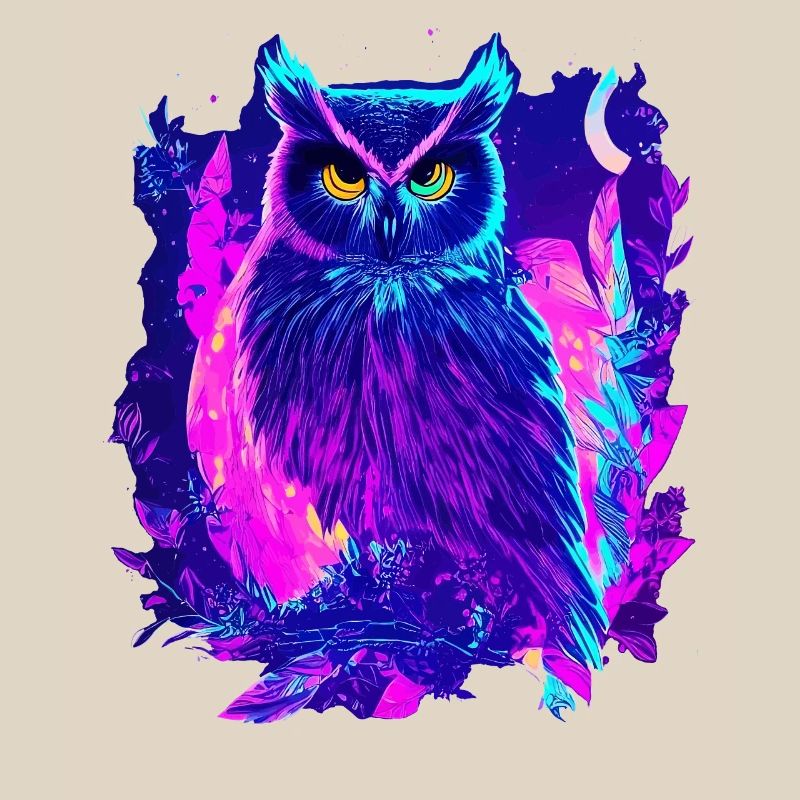 Neon leuchtende Eule Synthwave