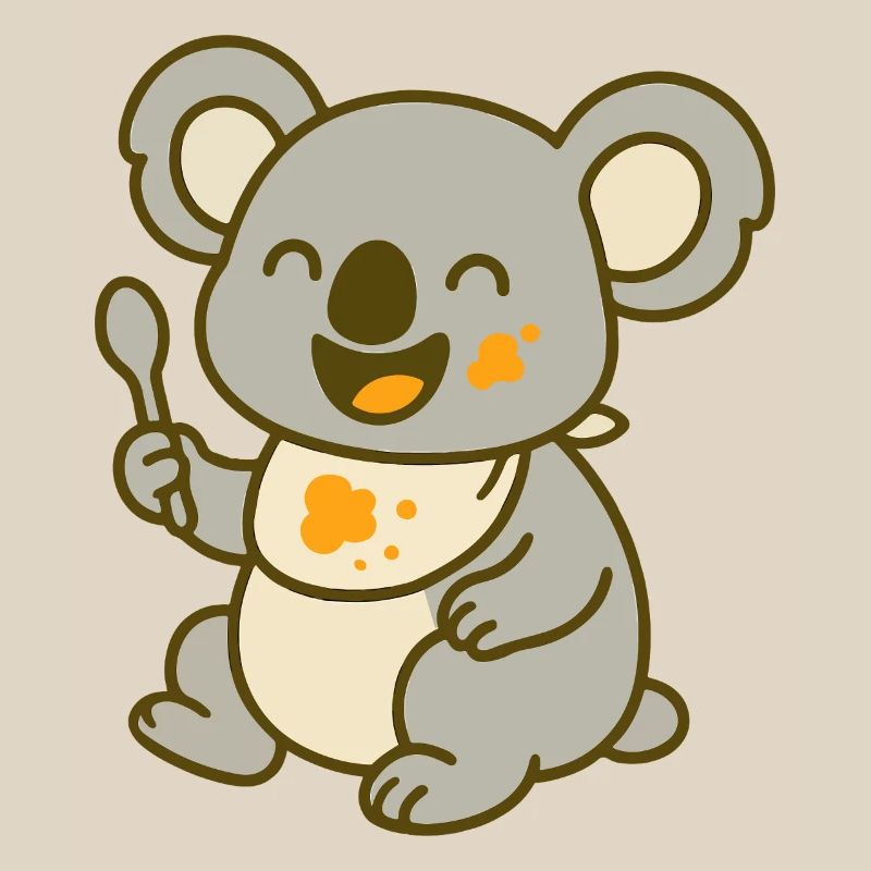 Mignon bébé koala mangeant
