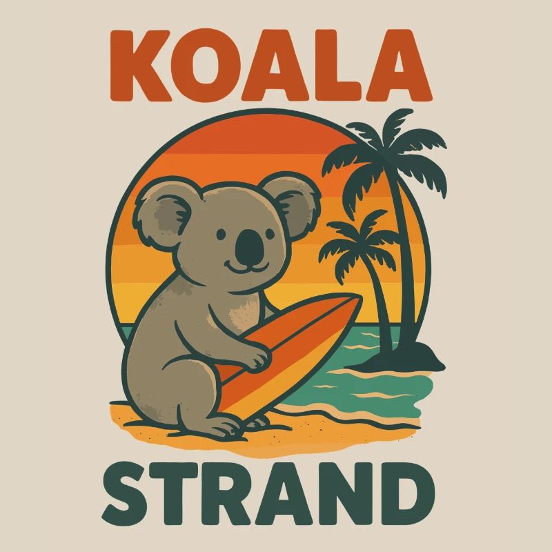 Koala Surfing Dimanche Vacances Plage Vacances Rétro