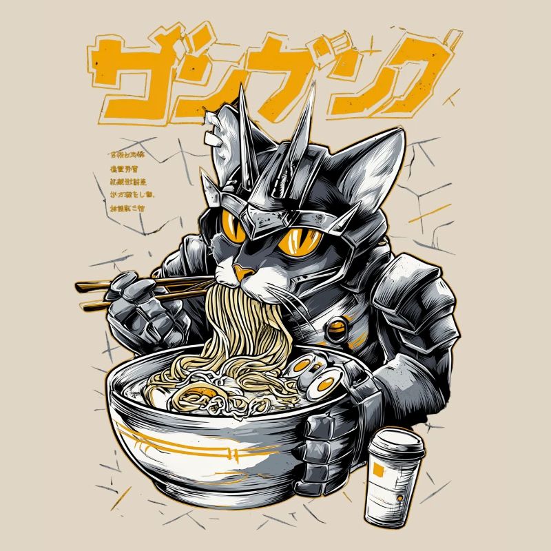 Cyber chat mangeant des ramen