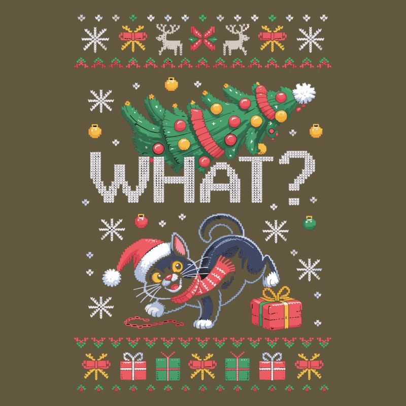Chemise de Noël chat – Quoi ? Style pull moche