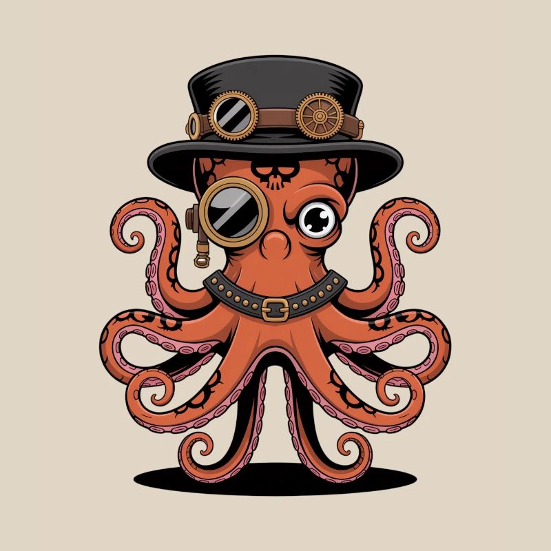 Pieuvre dans le style steampunk avec monocle