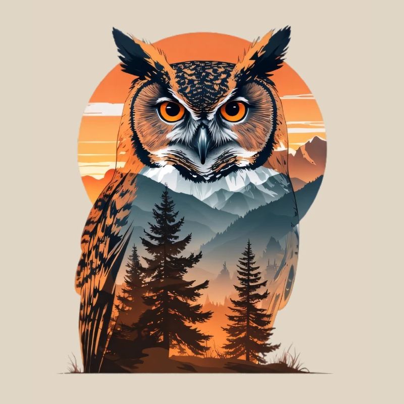 Weise Eule im Abendlicht