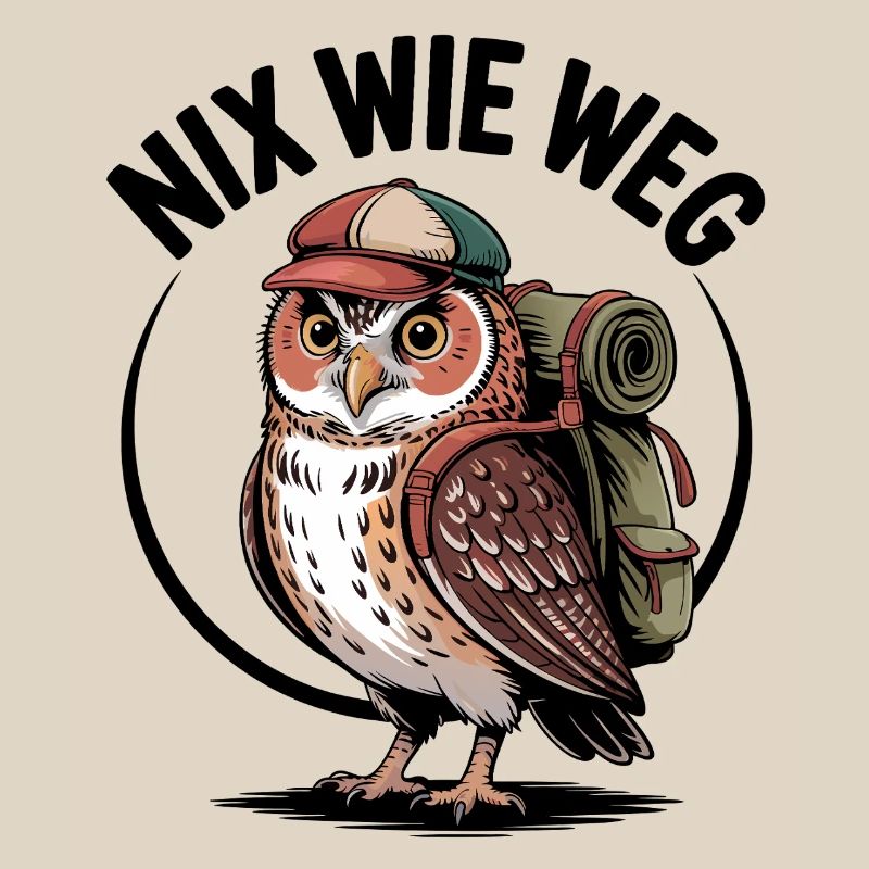 Wander-Eule mit Rucksack