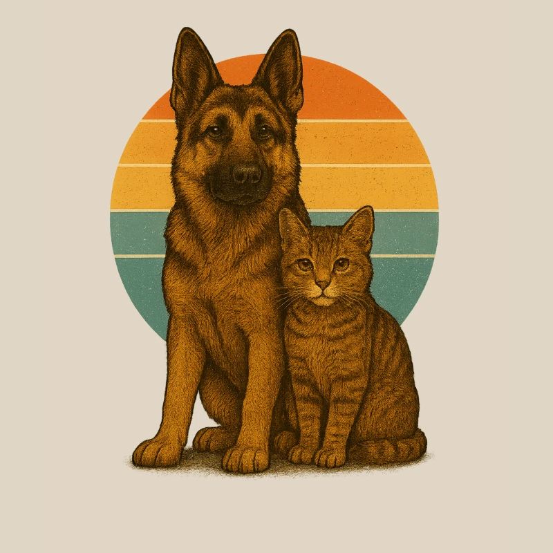 German Shepherd and Cat