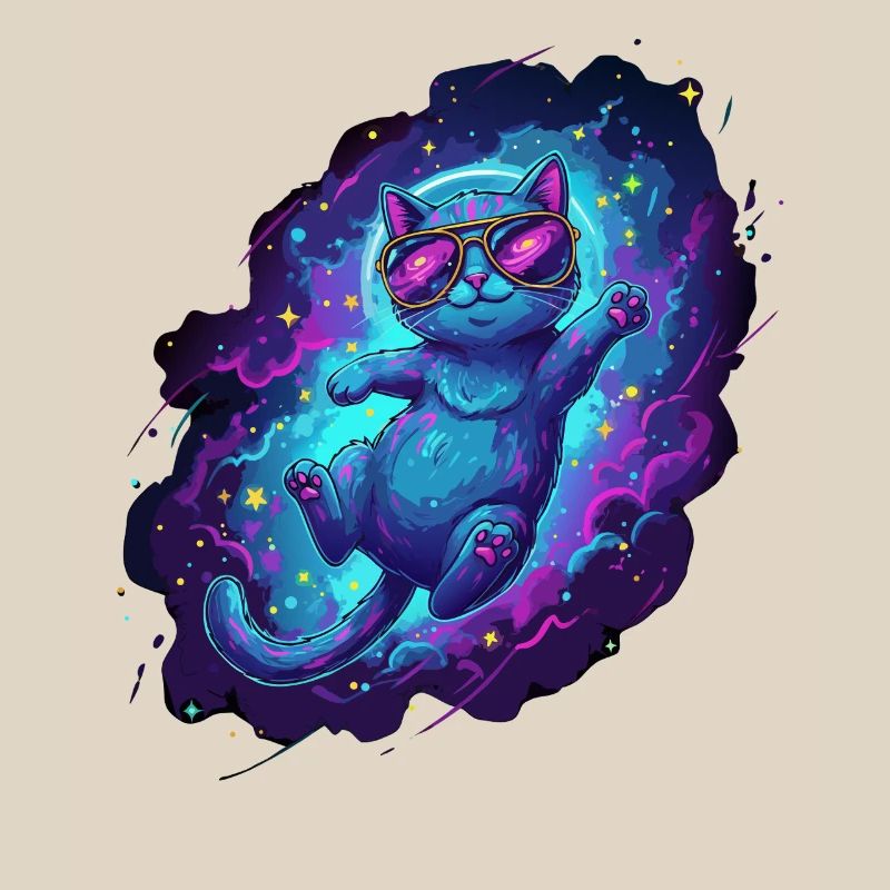 Chat de l’espace cool avec des lunettes de soleil dans l’espace