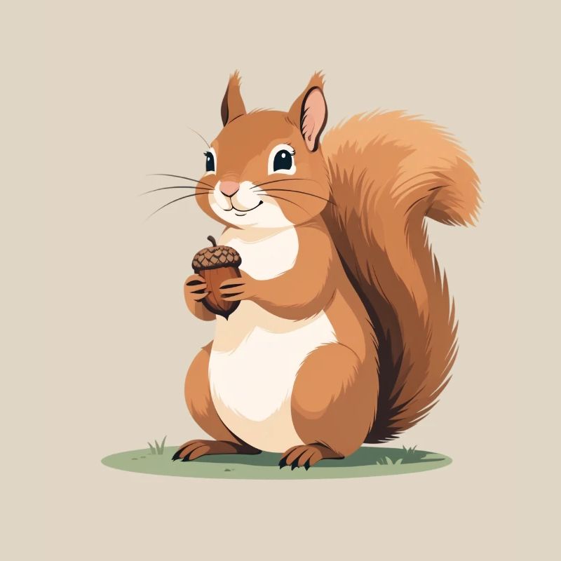 Eichhörnchen mit Eichel Karikatur